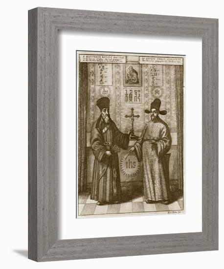 Matteo Ricci (1552-1610) and Paulus Li, from 'China Illustrated' by Athanasius Kircher (1601-80)-Dutch-Framed Giclee Print