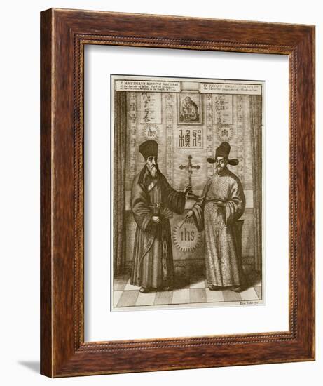 Matteo Ricci (1552-1610) and Paulus Li, from 'China Illustrated' by Athanasius Kircher (1601-80)-Dutch-Framed Giclee Print