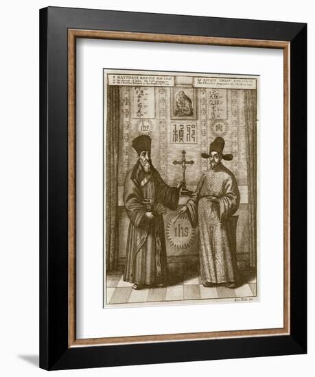 Matteo Ricci (1552-1610) and Paulus Li, from 'China Illustrated' by Athanasius Kircher (1601-80)-Dutch-Framed Giclee Print