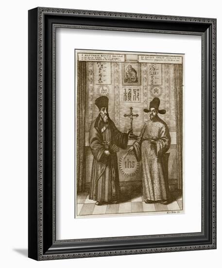 Matteo Ricci (1552-1610) and Paulus Li, from 'China Illustrated' by Athanasius Kircher (1601-80)-Dutch-Framed Giclee Print