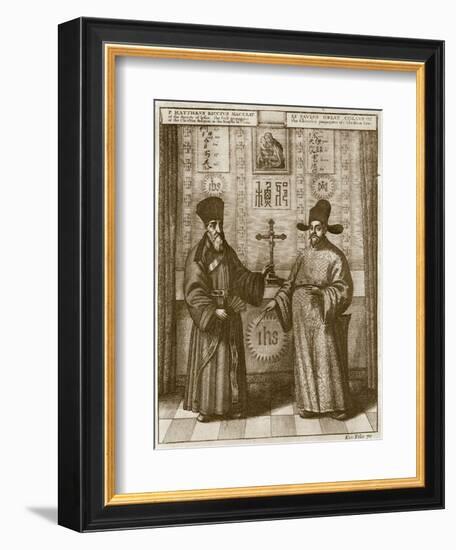 Matteo Ricci (1552-1610) and Paulus Li, from 'China Illustrated' by Athanasius Kircher (1601-80)-Dutch-Framed Giclee Print