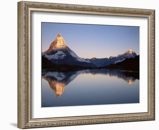 Matterhorn from Riffelsee at Dawn, Zermatt, Swiss Alps, Switzerland, Europe-Jochen Schlenker-Framed Photographic Print