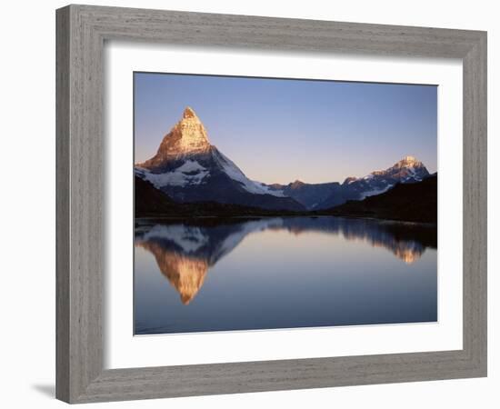 Matterhorn from Riffelsee at Dawn, Zermatt, Swiss Alps, Switzerland, Europe-Jochen Schlenker-Framed Photographic Print