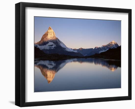 Matterhorn from Riffelsee at Dawn, Zermatt, Swiss Alps, Switzerland, Europe-Jochen Schlenker-Framed Photographic Print