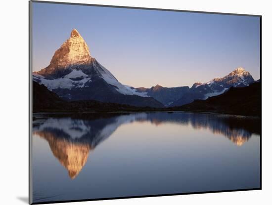 Matterhorn from Riffelsee at Dawn, Zermatt, Swiss Alps, Switzerland, Europe-Jochen Schlenker-Mounted Photographic Print