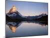 Matterhorn from Riffelsee at Dawn, Zermatt, Swiss Alps, Switzerland, Europe-Jochen Schlenker-Mounted Photographic Print