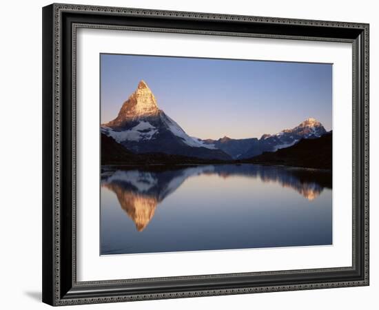 Matterhorn from Riffelsee at Dawn, Zermatt, Swiss Alps, Switzerland, Europe-Jochen Schlenker-Framed Photographic Print