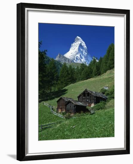 Matterhorn Towering Above Green Pastures, Zermatt, Valais, Switzerland-Tomlinson Ruth-Framed Photographic Print