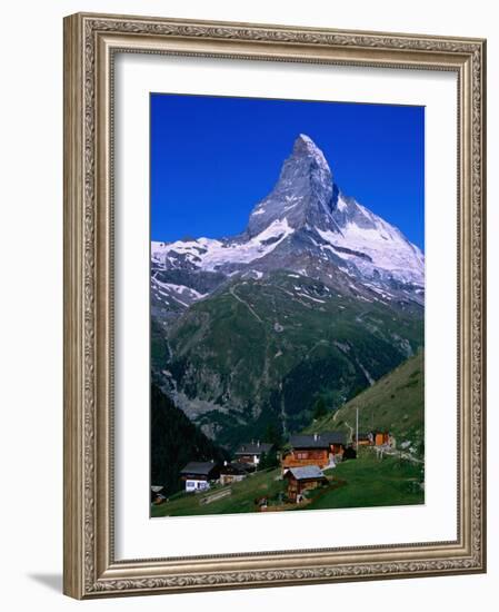 Matterhorn Towering Above Hamlet of Findeln, Valais, Switzerland-Gareth McCormack-Framed Photographic Print