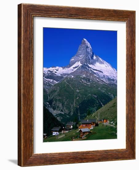 Matterhorn Towering Above Hamlet of Findeln, Valais, Switzerland-Gareth McCormack-Framed Photographic Print