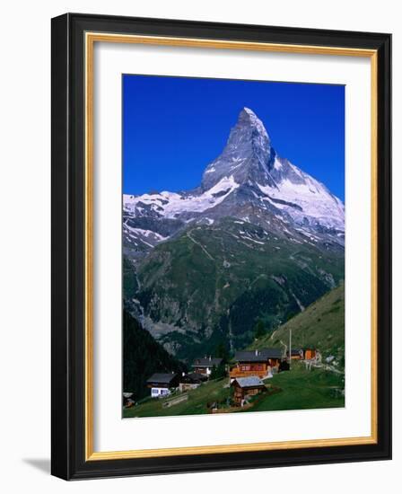 Matterhorn Towering Above Hamlet of Findeln, Valais, Switzerland-Gareth McCormack-Framed Photographic Print