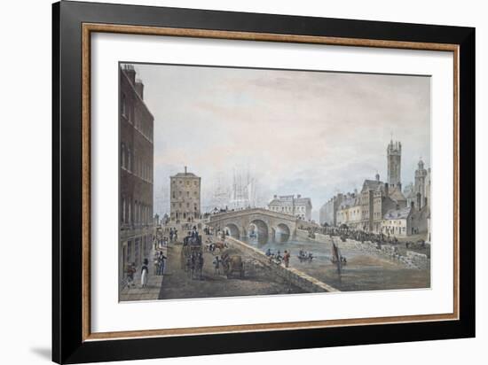 Matthew Bridge and the Customs House, with the Tower of St. Marys Cathedral, 1819-Samuel Frederick Brocas-Framed Giclee Print