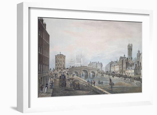 Matthew Bridge and the Customs House, with the Tower of St. Marys Cathedral, 1819-Samuel Frederick Brocas-Framed Giclee Print