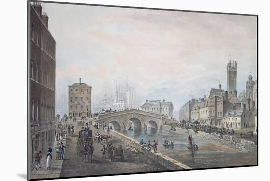 Matthew Bridge and the Customs House, with the Tower of St. Marys Cathedral, 1819-Samuel Frederick Brocas-Mounted Giclee Print