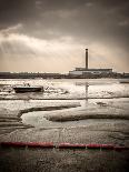 Fawley power station, a boat and a creek meandering through the mudflats all lit by a broken sky, H-Matthew Cattell-Framed Premier Image Canvas