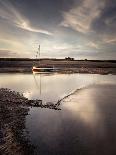 Fawley power station, a boat and a creek meandering through the mudflats all lit by a broken sky, H-Matthew Cattell-Framed Premier Image Canvas