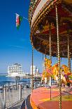 Pretty Carousel Overlooking Slick Cardiff Bay Development in Wales.-Matthew Dixon-Photographic Print