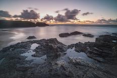 Rocky Coast at Treyarnon Bay at Sunset, Cornwall, England, United Kingdom, Europe-Matthew-Mounted Photographic Print