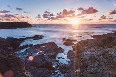 Rocky Coast at Treyarnon Bay at Sunset, Cornwall, England, United Kingdom, Europe-Matthew-Laminated Photographic Print