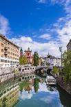 Ljubljana Triple Bridge and Franciscan Church of the Annunciation Reflected in Ljubljanica River-Matthew Williams-Ellis-Photographic Print