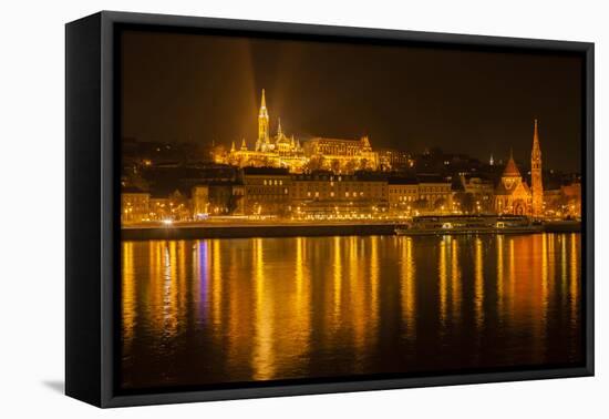 Matthias Church. Nightscape. Danube River Surroundings. Budapest. Hungary-Tom Norring-Framed Premier Image Canvas