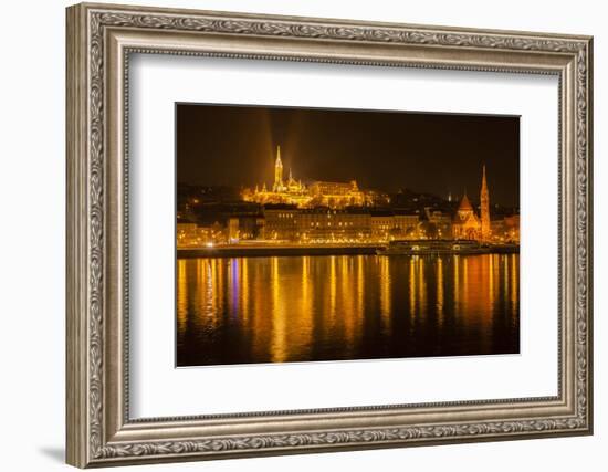 Matthias Church. Nightscape. Danube River Surroundings. Budapest. Hungary-Tom Norring-Framed Photographic Print