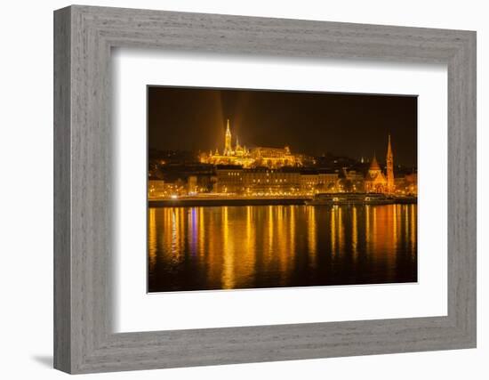 Matthias Church. Nightscape. Danube River Surroundings. Budapest. Hungary-Tom Norring-Framed Photographic Print