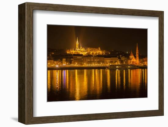 Matthias Church. Nightscape. Danube River Surroundings. Budapest. Hungary-Tom Norring-Framed Photographic Print