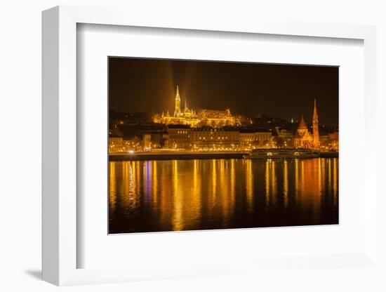 Matthias Church. Nightscape. Danube River Surroundings. Budapest. Hungary-Tom Norring-Framed Photographic Print