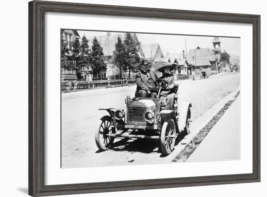 Mature Couple in a Car, Ca. 1910-null-Framed Photographic Print