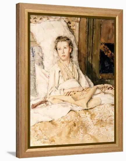 Maud Sewing, 1883-Childe Hassam-Framed Premier Image Canvas