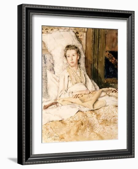 Maud Sewing, 1883-Childe Hassam-Framed Giclee Print