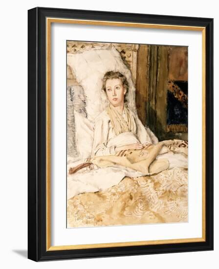 Maud Sewing, 1883-Childe Hassam-Framed Giclee Print