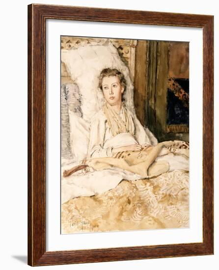 Maud Sewing, 1883-Childe Hassam-Framed Giclee Print