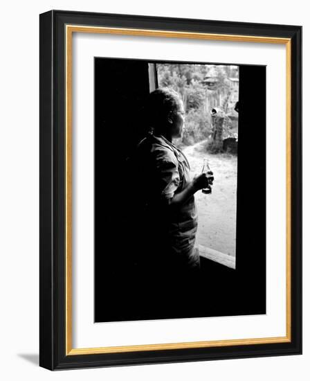 Maude Callen Takes First Break in 27 Hours, 6:20 am, Pineville, Berkeley County, South Carolina-W^ Eugene Smith-Framed Photographic Print