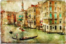 Streets Of Old Venice -Picture In Retro Style-Maugli-l-Art Print