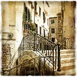 Streets Of Old Venice -Picture In Retro Style-Maugli-l-Art Print