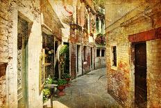 Picturesue Italian Coast - Artwork In Retro Painting Style-Maugli-l-Art Print