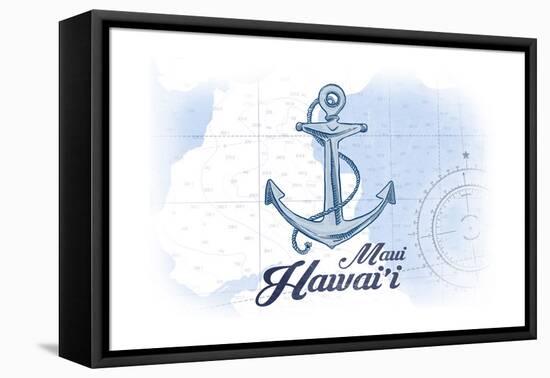 Maui, Hawaii - Anchor - Blue - Coastal Icon-Lantern Press-Framed Stretched Canvas