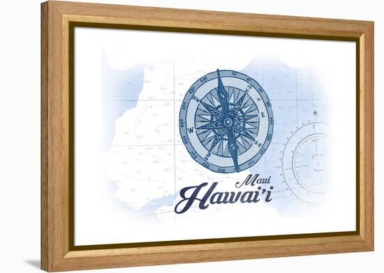 Maui, Hawaii - Compass - Blue - Coastal Icon-Lantern Press-Framed Stretched Canvas