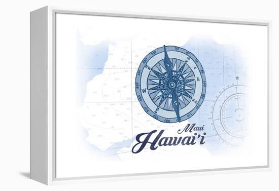 Maui, Hawaii - Compass - Blue - Coastal Icon-Lantern Press-Framed Stretched Canvas