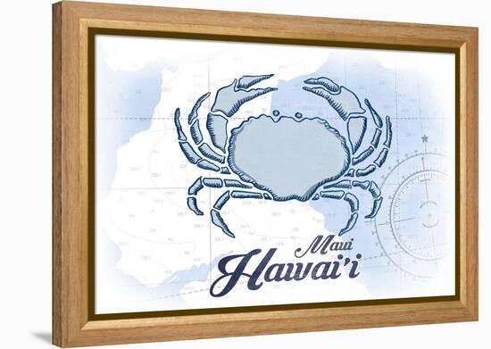 Maui, Hawaii - Crab - Blue - Coastal Icon-Lantern Press-Framed Stretched Canvas