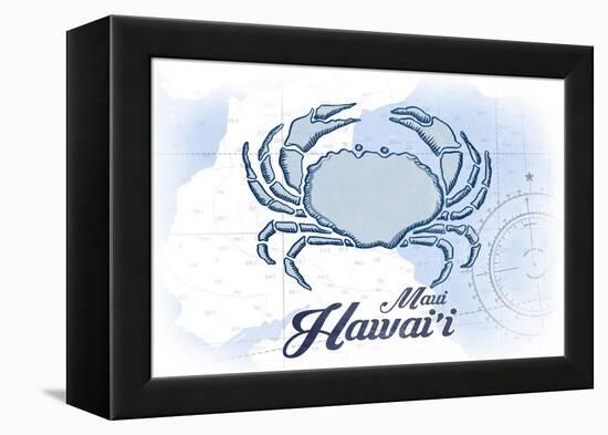 Maui, Hawaii - Crab - Blue - Coastal Icon-Lantern Press-Framed Stretched Canvas