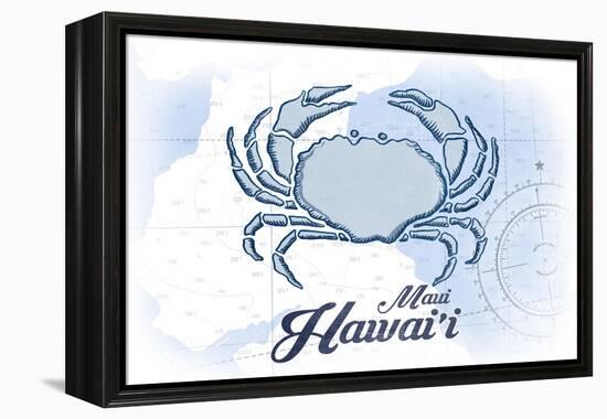 Maui, Hawaii - Crab - Blue - Coastal Icon-Lantern Press-Framed Stretched Canvas