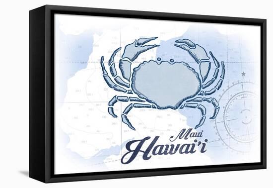 Maui, Hawaii - Crab - Blue - Coastal Icon-Lantern Press-Framed Stretched Canvas