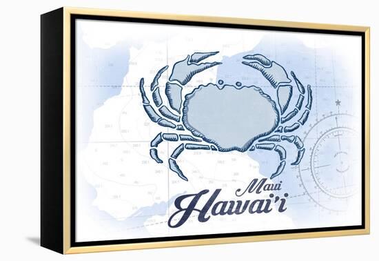 Maui, Hawaii - Crab - Blue - Coastal Icon-Lantern Press-Framed Stretched Canvas