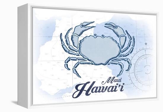 Maui, Hawaii - Crab - Blue - Coastal Icon-Lantern Press-Framed Stretched Canvas