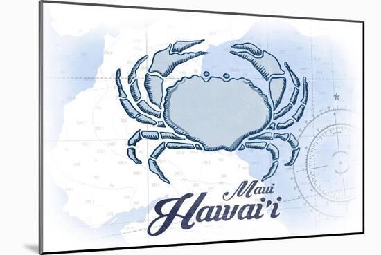 Maui, Hawaii - Crab - Blue - Coastal Icon-Lantern Press-Mounted Art Print