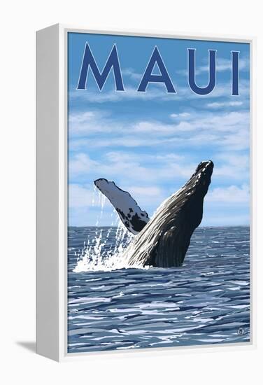 Maui, Hawaii - Humpback Whale-Lantern Press-Framed Stretched Canvas