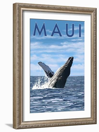 Maui, Hawaii - Humpback Whale-Lantern Press-Framed Art Print